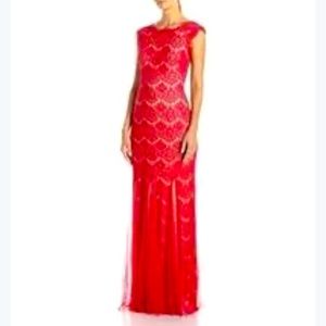 Betsy & Adam embellished lace orange maxi dress